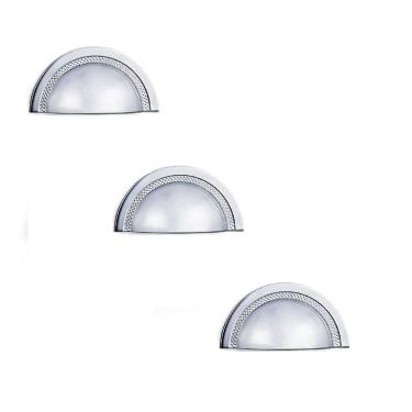 Imagem de Kit 3 Puxador Shell 48Mm Zen Cromado Zp4319.1 Concha