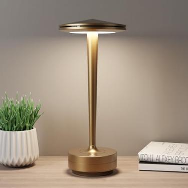 Imagem de YIBEN Candeeiro de mesa recarregável sem fio, luz LED portátil com bateria de LED 6000 mAh, lâmpada de mesa USB, para restaurantes ao ar livre (titânio)