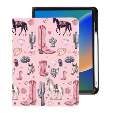 Imagem de BlHMCASE Linda capa Western Cowgirl para iPad (A16) 11ª/10ª geração 28.9 cm 2025/2022 com suporte para lápis, hibernar/despertar automático e vários ângulos de visualização, capa traseira de TPU macio
