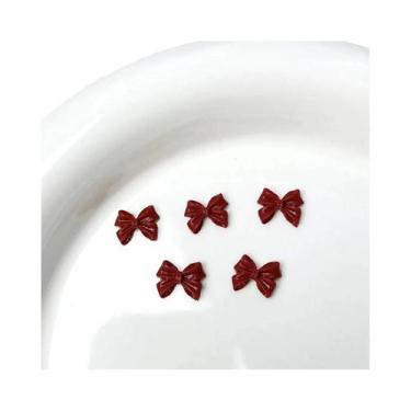 Imagem de Laços De Fita Vermelha Vinho 100 Peças 3D Minimalistas De Resina Para 
