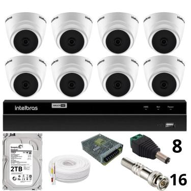 Imagem de Kit 8 Câmeras 1220 D Mic 1080p Com Microfone Dvr Intelbras 1216-c Mhdx Com Acesso Remoto Hd 2tb