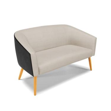 Imagem de Namoradeira 02 Lugares Stella Corano Preto com Veludo Luxo Prata A130 