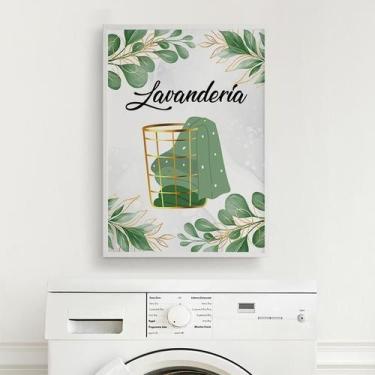 Imagem de Quadro Decorativo Lavanderia Folhas 33X24CmVidro Branca - Quadros On-L