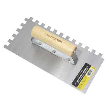 Imagem de Desempenadeira Aço Dentada 12 x 25 cm Cabo Madeira Tradestar