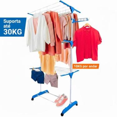 Imagem de Varal de Chão Dobrável com Rodinhas 3 Andares Reforçados Retráteis  Su