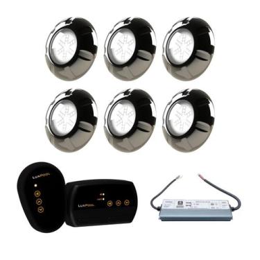 Imagem de Módulo RGB + Fonte Blindada IP68 5A 60W + 6 Refletor Inox 9W - Luxpool