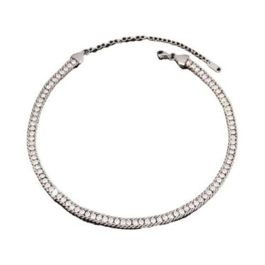 Imagem de Colar Feminino De Luxo Em Aço Inoxidável 316L Com Corrente Tennis E Zi