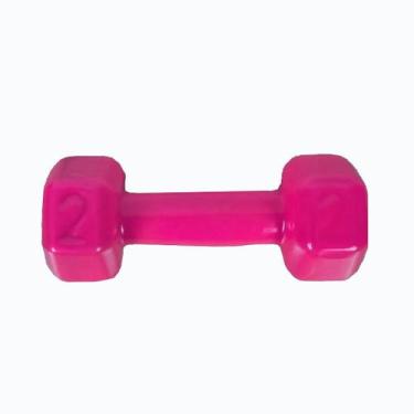Imagem de Halter Sextavado Emborrachado de Peso Academia Funcional 2Kg Rosa - 1F