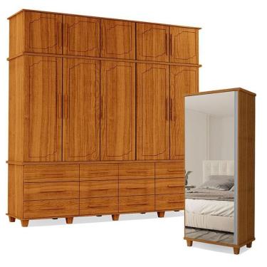 Imagem de Guarda Roupa Casal Berlim 10 Portas 12 Gavetas Freijó Fosco Luapa Móveis