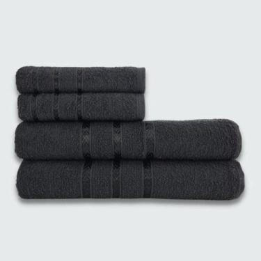 Imagem de Jogo De Toalha 4 Peças Verona Luxo Beka 100% Algodão Preto - Toalhas B