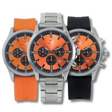 Imagem de Relógio Cronógrafo Masculino Roaris Analógico RR00005 Prata e Laranja e Preto