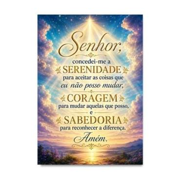 Imagem de Placa Decorativa Oração da Serenidade Céu Celestial 15x21cm - Quadro D