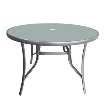 Imagem de Mesa em Alumínio e Tampo em Vidro Temperado com Furo para Ombrelone Ar