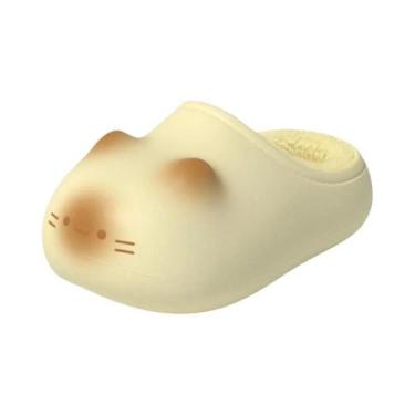 Imagem de Chinelos Impermeáveis Com Design De Pata De Gato, Quentes E Fofos, Par