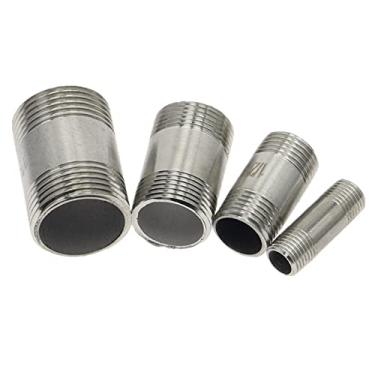 Imagem de Conexão de água 1/4 '3/8' 1/2 '3/4' 1 '1-1/4' 1-1/2 'Macho X Macho Encaixes de tubo roscado Adaptador de conector de aço inoxidável, 2 "