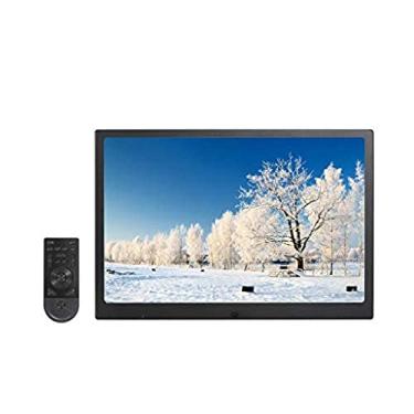 Imagem de JWCN Moldura para foto, 38 cm, liga de alumínio, ultrafina, lateral estreita, HD 1080p, montagem na parede, controle remoto digital, máquina de publicidade de álbum eletrônico – compatibilidade com presente, preto, atualizado