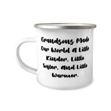 Imagem de Presentes de amor para netos, netos Made Our World A Little Kinder, Little Softer, And Little, Cute 355 ml Caneca para acampamento para neto do vovô