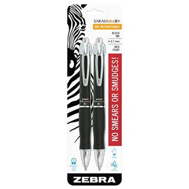Imagem de Caneta de gel retrátil Zebra X10, ponta média, 0,7 mm, barril preto, tinta preta sem ácido, pacote com 2 (a embalagem pode variar)