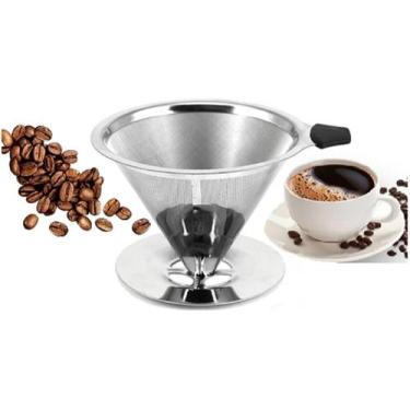 Imagem de Coador Café Filtro Peneira Aço Inox Pour Over Reutilizável - Unica