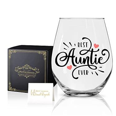 Imagem de Perfectinsoy Taça de vinho Best Aunt Ever com caixa de presente, presentes para tia, presente para melhor tia de sempre, anúncio de bebê, engraçados para tia nova, tia, mulher, irmã, para tia