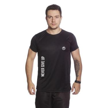 Imagem de Camiseta Masculina Dry Fit Para Caminhada. Corrida E Academia - Preto
