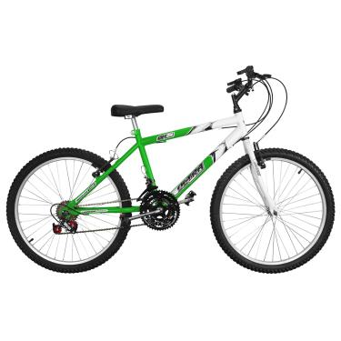 Imagem de Bicicleta de Passeio Ultra Bikes Esporte Bicolor Aro 24 Reforçada Freio V-Brake – 18 Marchas Verde Kw/Branco, BM24-02VKW