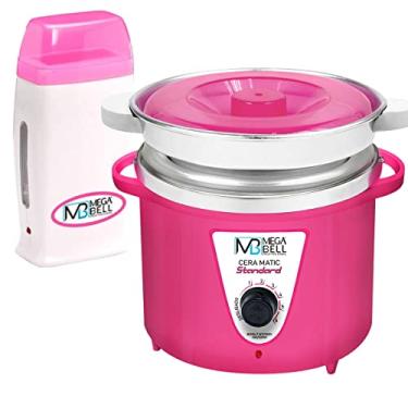 Imagem de Kit Panela Depilação Termocera 900g Com Refil Corpo Rosa + Aquecedor de Cera Roll-on Rosa