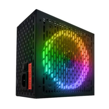 Imagem de Fonte Atx 650W Rainbow Led Rgb Bivolt Automatica Pfc Ativo 80 Plus Bro