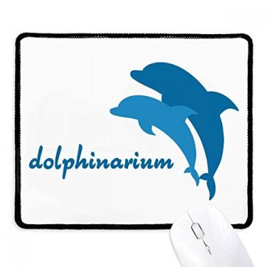 Imagem de Mousepad azul com estampa de golfinho amigável ao oceano borda costurada tapete de borracha para jogos