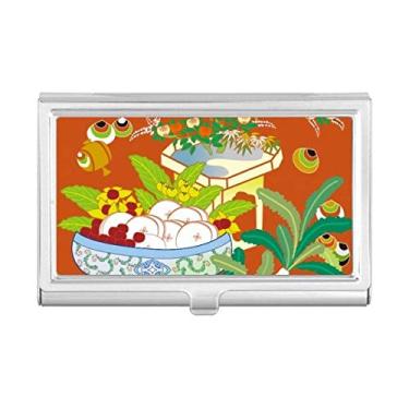 Imagem de Caixa de bolso com suporte de cartão de visita com folha de cultura colorida com pintura