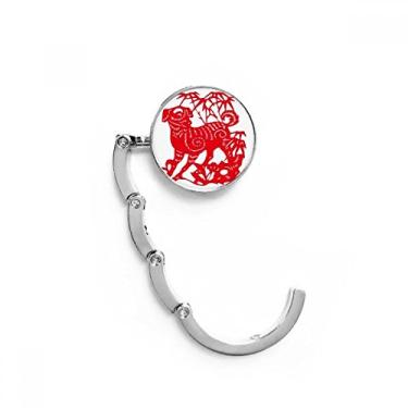 Imagem de Gancho de mesa de cão de ano novo para corte de papel chinês, gancho de mesa com fecho decorativo dobrável