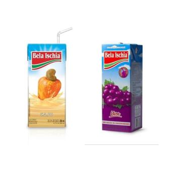 Imagem de Kit 40 Caixinhas Suco Pronto Uva E Caju Bela Ischia 200Ml