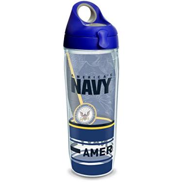 Imagem de Tervis Feito nos EUA com parede dupla azul marinho isolado copo mantém as bebidas frias e quentes, garrafa de água de 700 ml, sempre orgulhoso