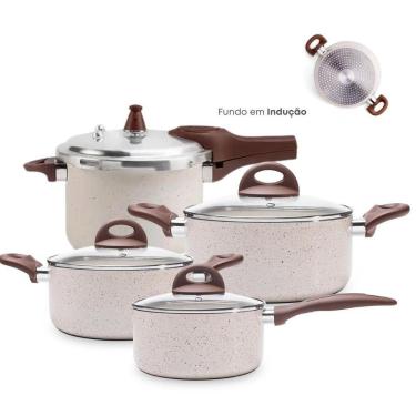 Imagem de Jogo De Panelas Antiaderente Cerâmica Vanilla Indução 4 Pçs