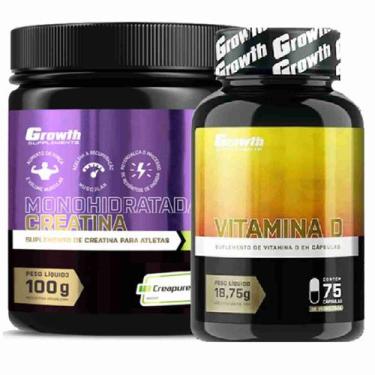 Imagem de Creatina 100G Creapure + Vitamina D 75 Caps Growth - Growth Supplement