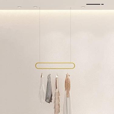 Imagem de Rack De Vestuário Exibição De Altura Ajustável Loja De Roupas Rack De Teto Vestido De Noiva Pendurado Rack De Armazenamento, Organizador De Quarto Comercial Montado Na Parede Prateleira Para Shopp