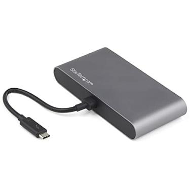 Imagem de StarTech.com Thunderbolt 3 Mini Dock – Estação de ancoragem portátil com monitor duplo TB3 com DisplayPort 4K 60Hz – 1x USB-A 3.2 e GbE – Cabo anexado de 11 polegadas – Adaptador Multiporta para Laptop – Mac/Windows (TB3DKM2DPL)