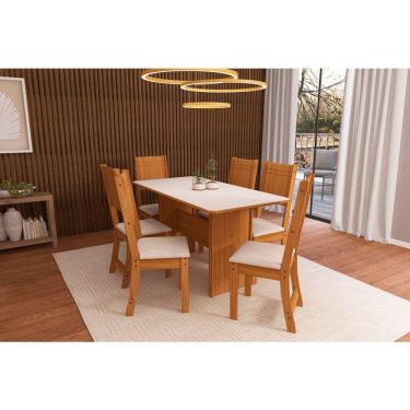 Imagem de Conjunto de Mesa Evora para Sala de Jantar com 6 Cadeiras Indekes