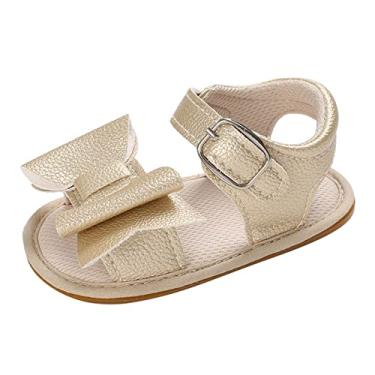 Imagem de Sapatos infantis primavera e verão meninos e meninas sandálias cor sólida laço fivela bico aberto bonito e bebê, A-l, 5 Infant