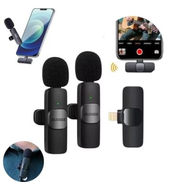 Imagem de Microfone Lapela Microfone Sem Fio Duplo compativel Com iPhone iPad 3 em 1-1 transmissor 2 microfones - redução de ruído para gravação entrevista vloggers YouTube TikTok Facebook - JOJOSEE