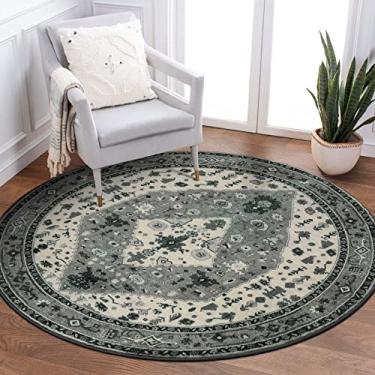 Imagem de Lahome Tapete redondo tribal Boho - Tapete redondo pequeno de 90 cm tapete circular de cozinha lavável, tapete persa antiderrapante para animais de estimação tapete de entrada interno para berçário, sala de estar, sofá, quarto, hall de entrada