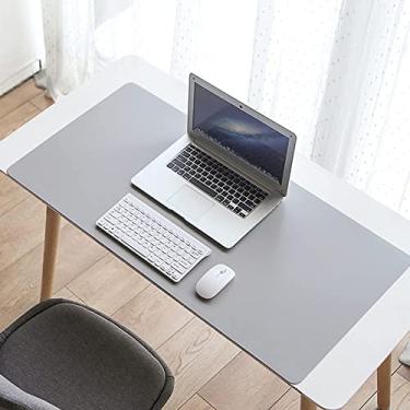 Imagem de Protetor de mesa de couro, mouse pad extra grande, tapete de mesa de escritório, antiderrapante com almofada de mesa de couro, mouse pad para laptop, decoração de jogos de escritório em casa - cinza.