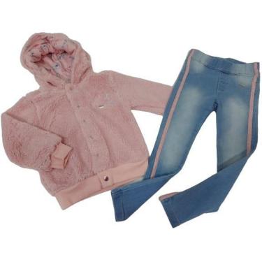 Imagem de Conjunto Calça Jeans Blusa Pelo Menina Inverno Paraiso 13178-Feminino