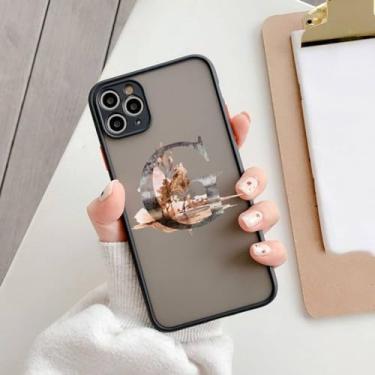 Imagem de Capa de telefone com letra inicial para iPhone 11 13 12 14 15 Pro Max 7 8 Plus SE2 XR XS Retro Flower Gold AB 26 letras Capa à prova de choque, G, para iphone15