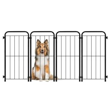 Imagem de Cercado Para Cães Pet Cachorro - Portátil - 4 Módulos - Proteção - Preto - 30.043.02 - Petmix