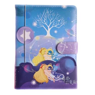 Imagem de Joucien Página de título tridimensional colorida Hot Stamping Hand Ledger PU Magnetic Buckle Hand Ledger Student Girl Cute Notebook-Time and Space A