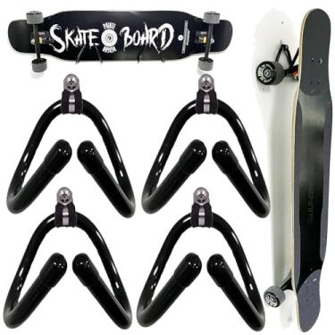 Imagem de Suporte de parede para skate horizontal/vertical atualizado, suporte de parede de longboard, cabide de exibição de armazenamento flexível para skate - serve para todas as pranchas Cruiser, skates,