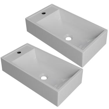 Imagem de Kit 02 Cubas de Apoio Retangular Para Banheiro Lavabo Roma C01 RL545W Branco - Lyam