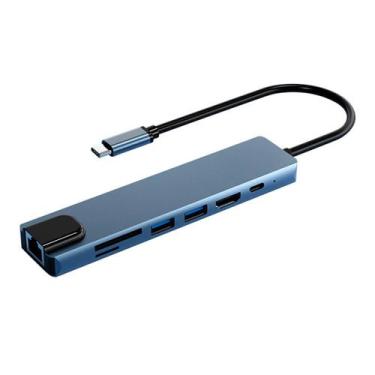 Imagem de Adaptador Hub 7 em 1 Tipo C 4K Hdmi Lan Usb Pd Sd Tf - Hars