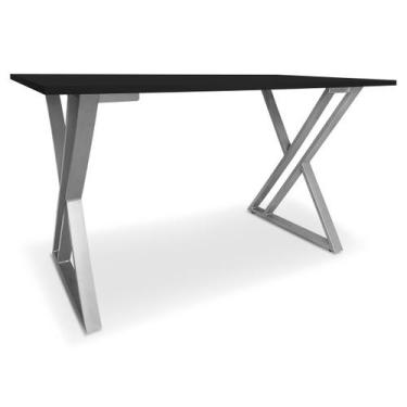 Imagem de Mesa P/ Escritório Jantar Gamer Tampo 1,00x0,60 Qatar Prata/Preto - Ge